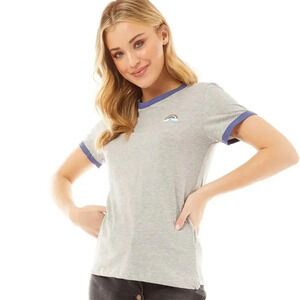 Brave Soul London rainbow ringer T-shirt cotton blend casual M.